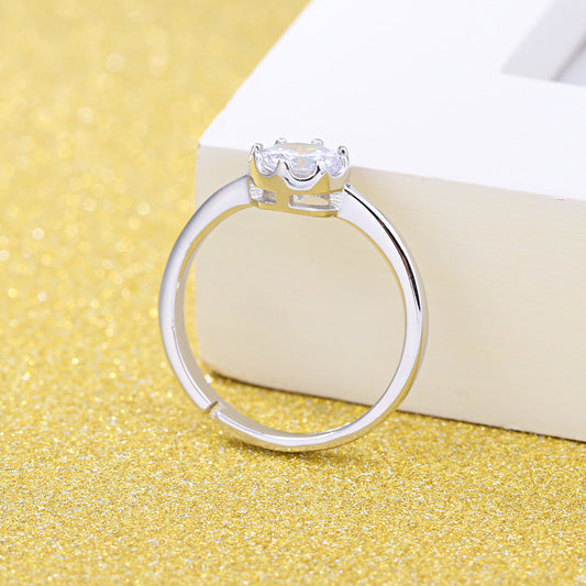 Sier-plated Crown Female Fashion Zirconium Couple Rings