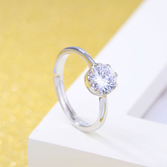 Sier-plated Crown Female Fashion Zirconium Couple Rings