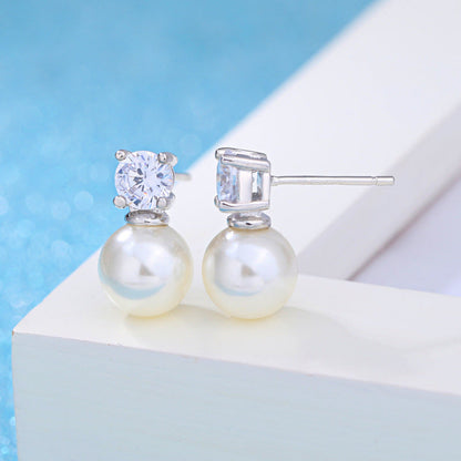 Women's Zircon Pearl Fashion Simple Sier Plated Earrings