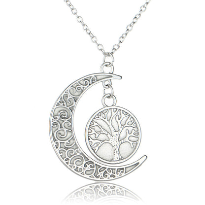 Hollow Moon Luminous Lucky Tree Clavicle Chain Necklaces