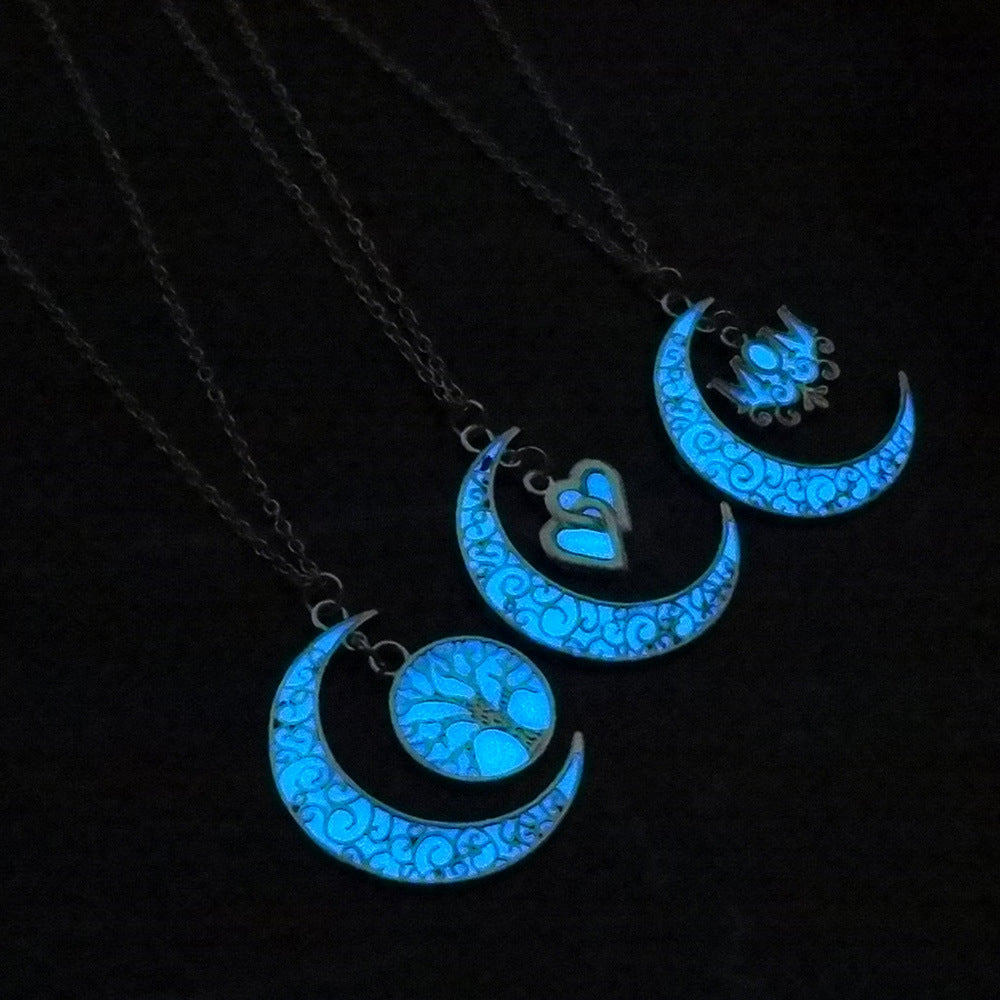 Hollow Moon Luminous Lucky Tree Clavicle Chain Necklaces