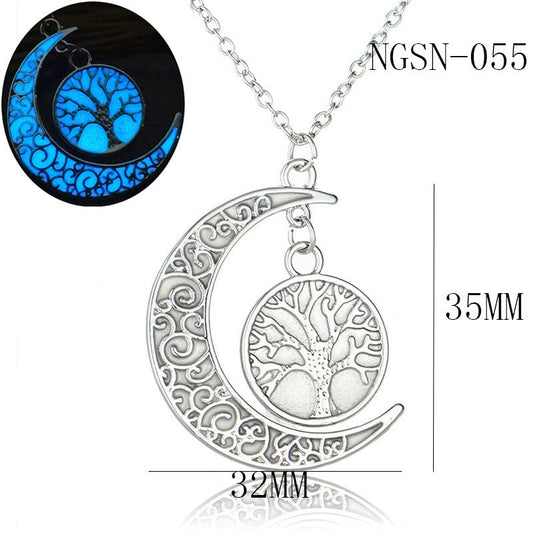 Hollow Moon Luminous Lucky Tree Clavicle Chain Necklaces