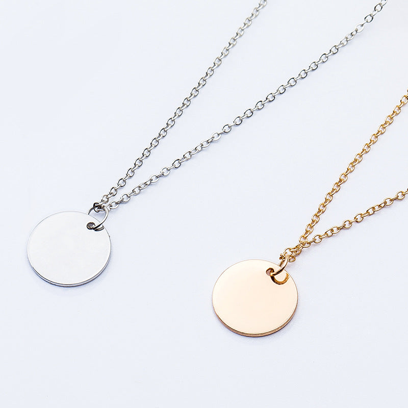 Simple Small Round Slice Slim Chain Temperament Necklaces