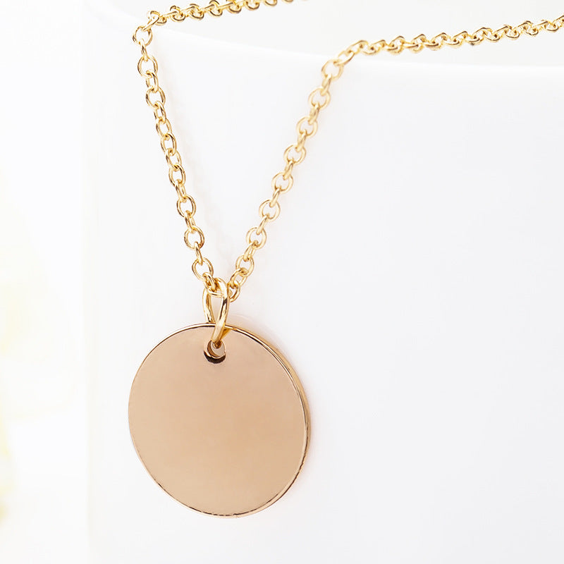 Simple Small Round Slice Slim Chain Temperament Necklaces