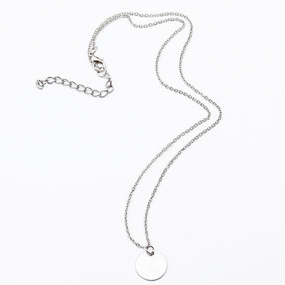 Simple Small Round Slice Slim Chain Temperament Necklaces