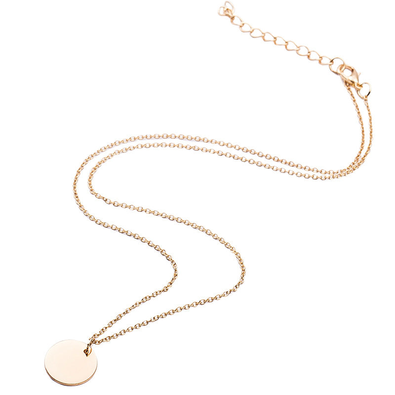 Simple Small Round Slice Slim Chain Temperament Necklaces