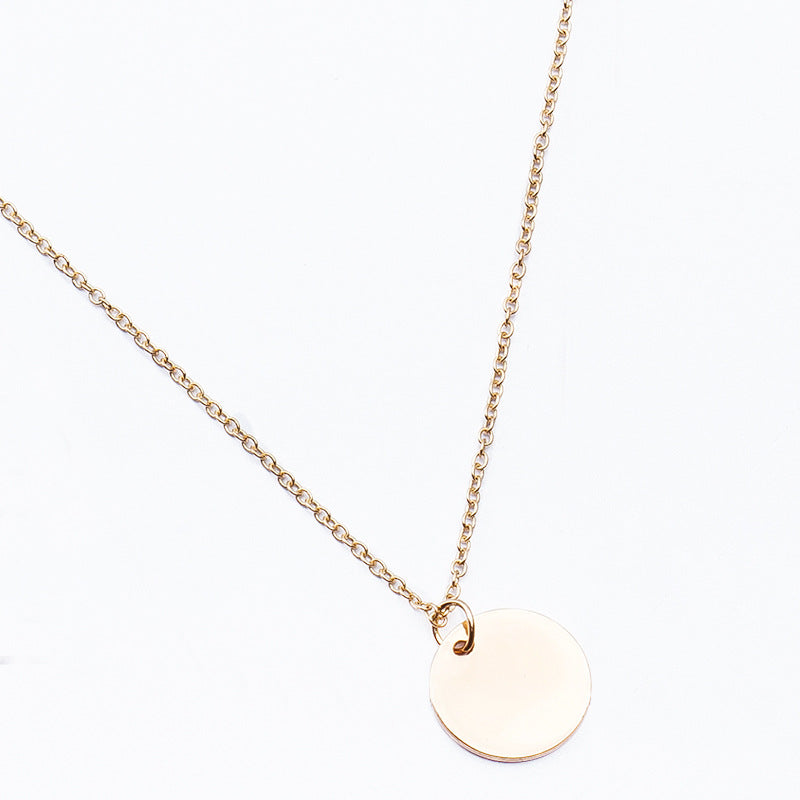 Simple Small Round Slice Slim Chain Temperament Necklaces