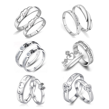 Sier Accessories Open Couple Female Korean Style Zircon Rings