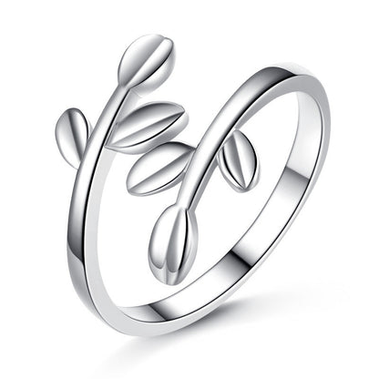 Olive Branch Female Mouth Personalized Index Finger Joint Sier Rings