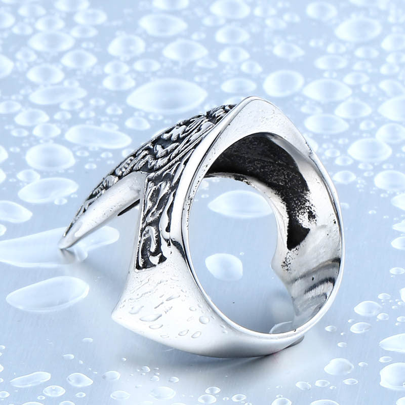 Men's Retro Ornament Stainless Steel Carved Armor Rings
