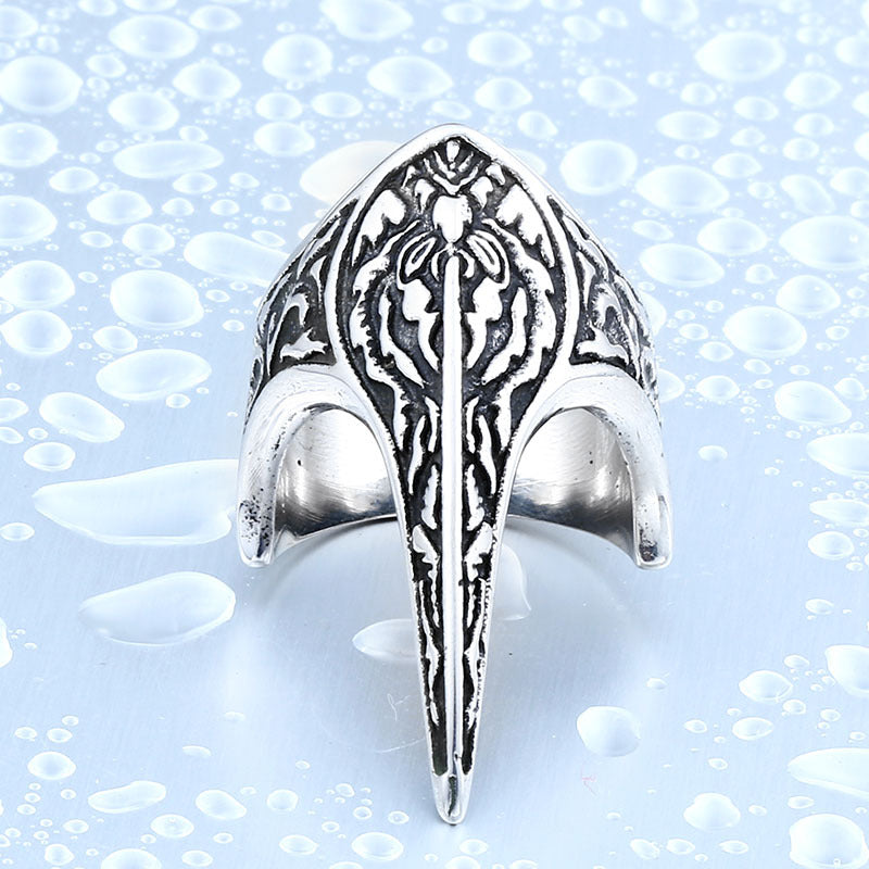 Men's Retro Ornament Stainless Steel Carved Armor Rings