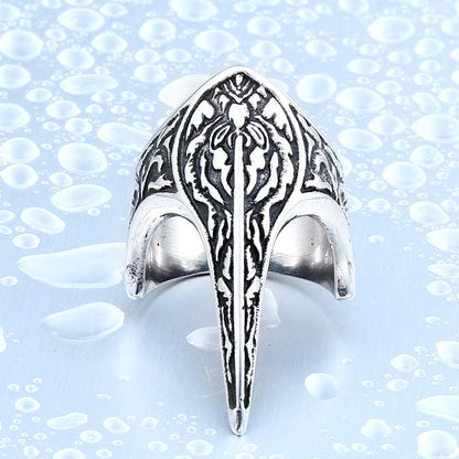 Men's Retro Ornament Stainless Steel Carved Armor Rings