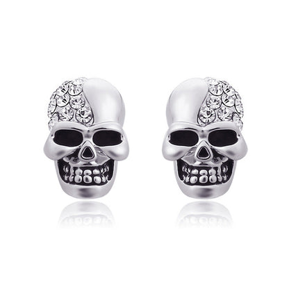 Women's & Men's & Retro Glossy Skull Full-jeweled Personalized Earrings