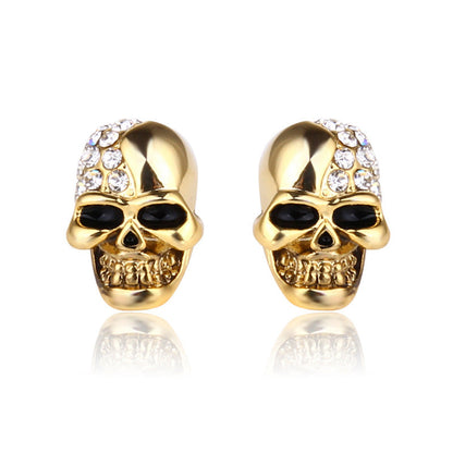 Women's & Men's & Retro Glossy Skull Full-jeweled Personalized Earrings