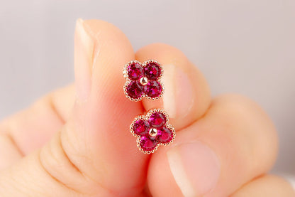 Fashion Ruby Sier Red Corundum Versatile Earrings