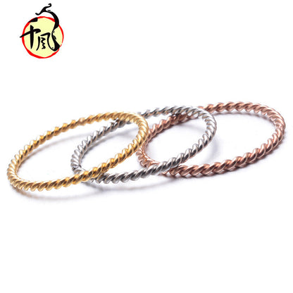 Spiral Titanium Steel Twist Cold Simple Rings