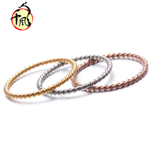Spiral Titanium Steel Twist Cold Simple Rings