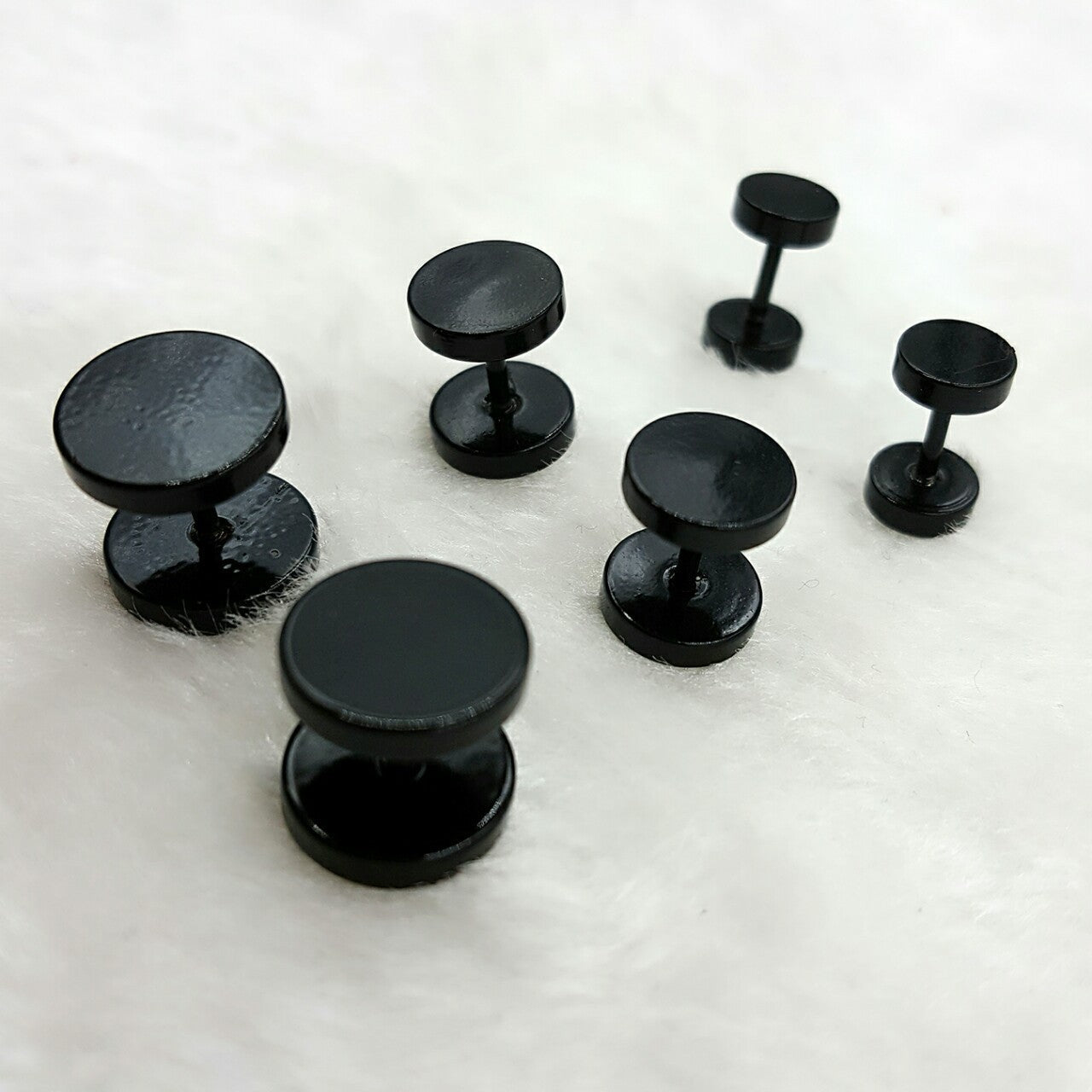 Men's Steel Ear Bone Korean Punk Black Round Earrings