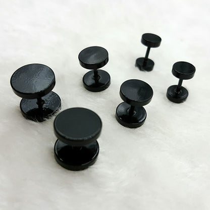 Men's Steel Ear Bone Korean Punk Black Round Earrings