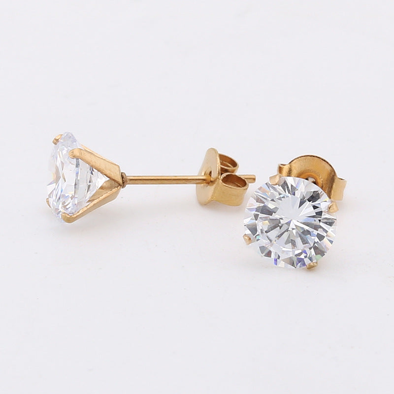 Simple Fashion Stainless Steel Transparent White Earrings