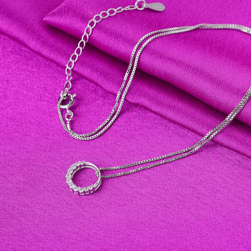 Women's Rhinestone Irregular Crescent Moon Pendant Korean Necklaces