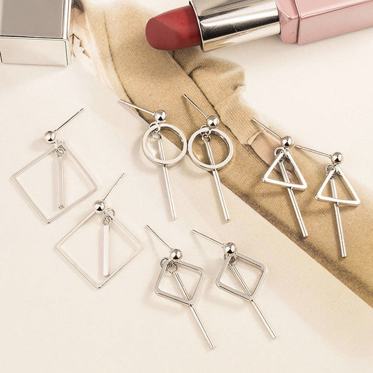 Women's Simple Geometric Long Strip Round Square Rings