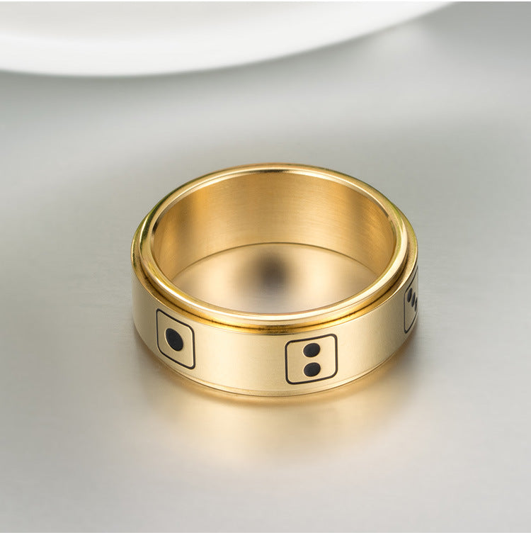 Ornament Titanium Steel Dice Rotatable Decompression Rings