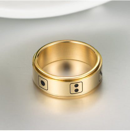 Ornament Titanium Steel Dice Rotatable Decompression Rings