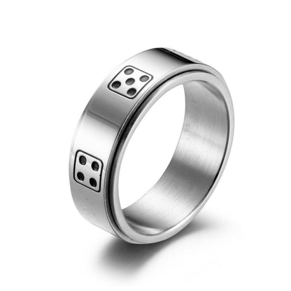 Ornament Titanium Steel Dice Rotatable Decompression Rings