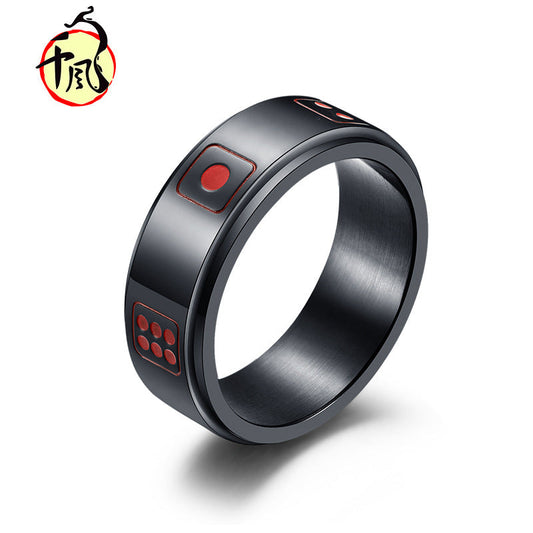 Ornament Titanium Steel Dice Rotatable Decompression Rings