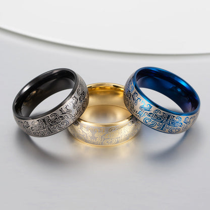 Men's Chinese Style Titanium Steel Gluttonous Pattern Rings