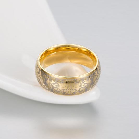 Men's Chinese Style Titanium Steel Gluttonous Pattern Rings