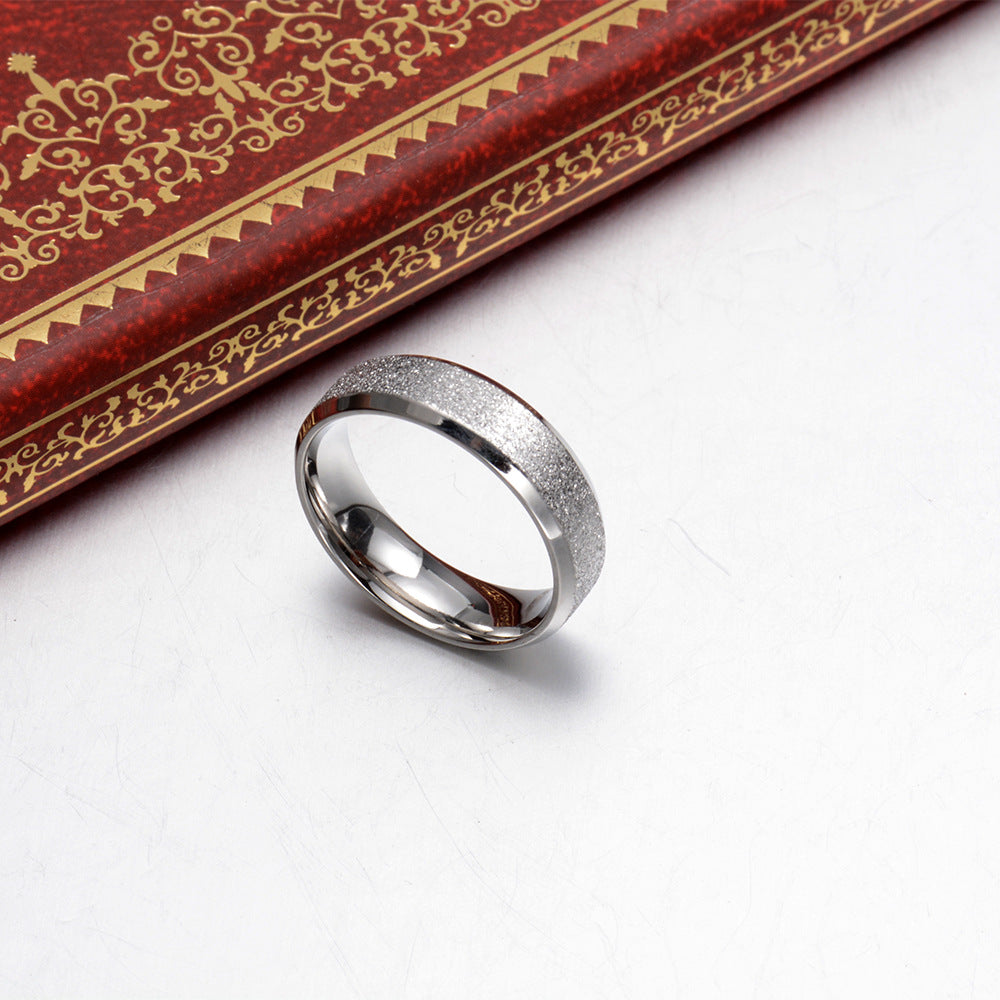 Steel Frosted Four-color Pearl Sand Korean Rings