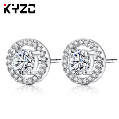 Zircon Round Exquisite Diamond Crystal Eardrops Rings