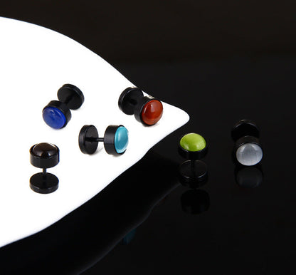 Allergic Barbell Opal Stone Ear Fashion Earrings