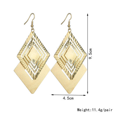 Women's Hollow Rhombus Frosted Geometric Metal Vintage Rings