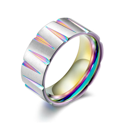 Steel Ornament Titanium Colorful Brushed Matte Rings