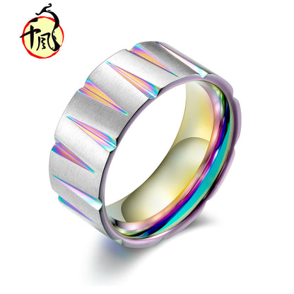 Steel Ornament Titanium Colorful Brushed Matte Rings