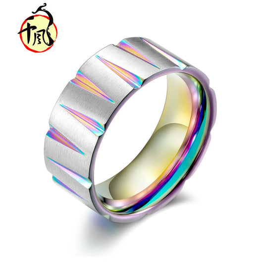 Steel Ornament Titanium Colorful Brushed Matte Rings