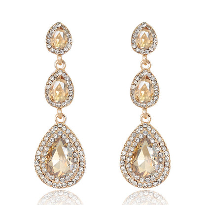 Elegant Luxury Jewelry Exaggerated Rhinestone Bride Earrings
