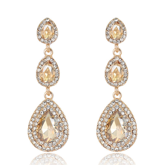 Elegant Luxury Jewelry Exaggerated Rhinestone Bride Earrings