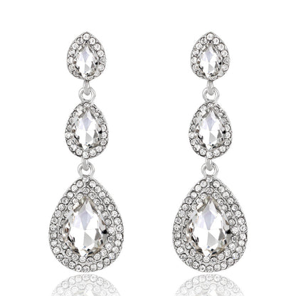 Elegant Luxury Jewelry Exaggerated Rhinestone Bride Earrings