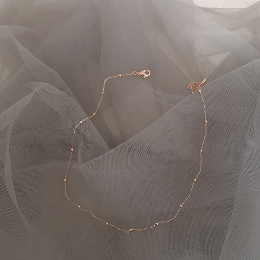 Slim Retro Interval Small Beads Short Necklaces