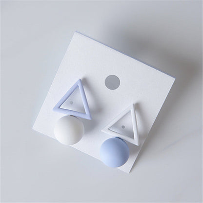 Women's Style Hollow Triangle Round Asymmetric Ice Earrings