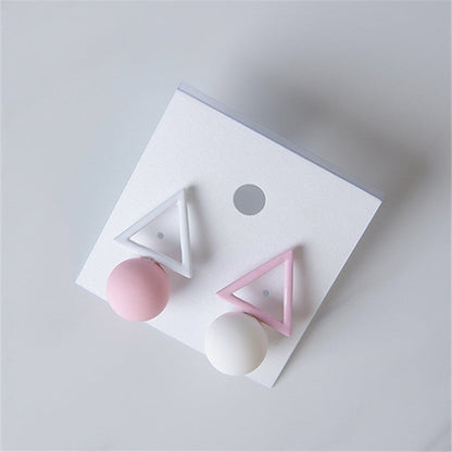 Women's Style Hollow Triangle Round Asymmetric Ice Earrings