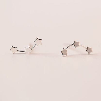 Simple Three-piece With Row Star Ear Five-pointed Earrings