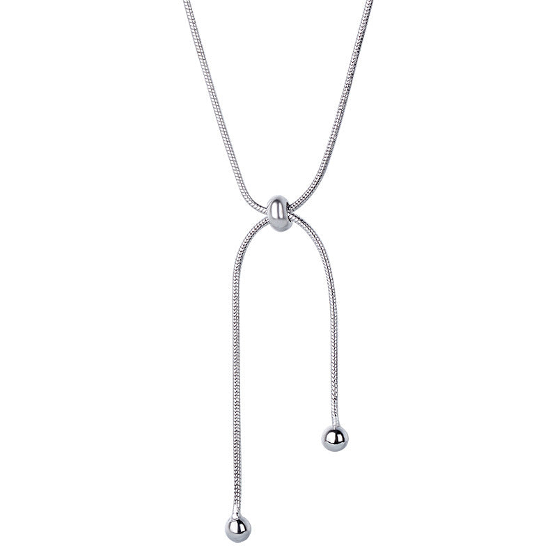 Pull Telescopic Snake Bone Round Beads Adjustable Simple Necklaces