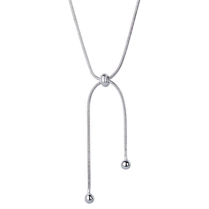 Pull Telescopic Snake Bone Round Beads Adjustable Simple Necklaces