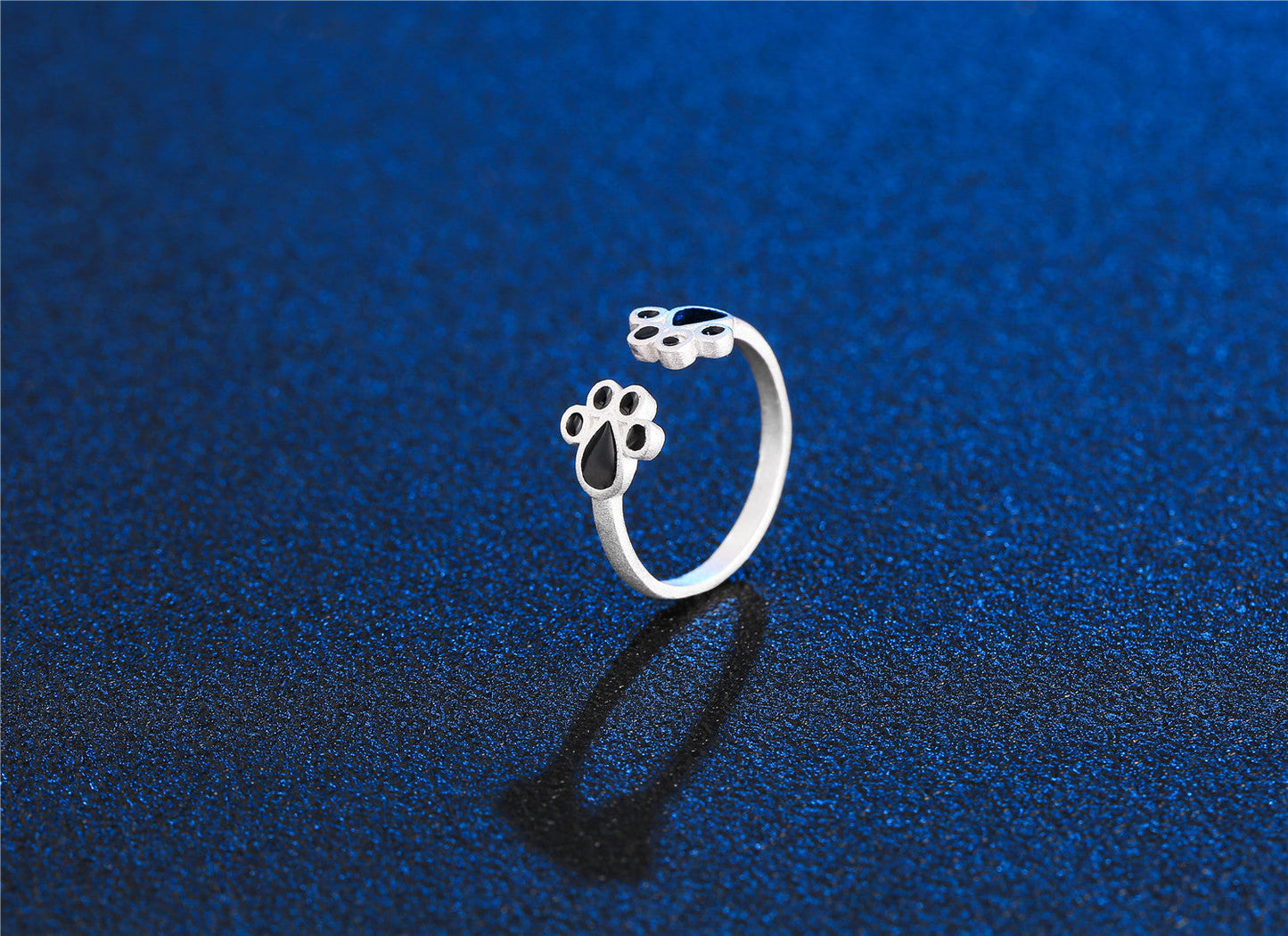 Women's Sier Plated Cat's Paw Cat Version Rings
