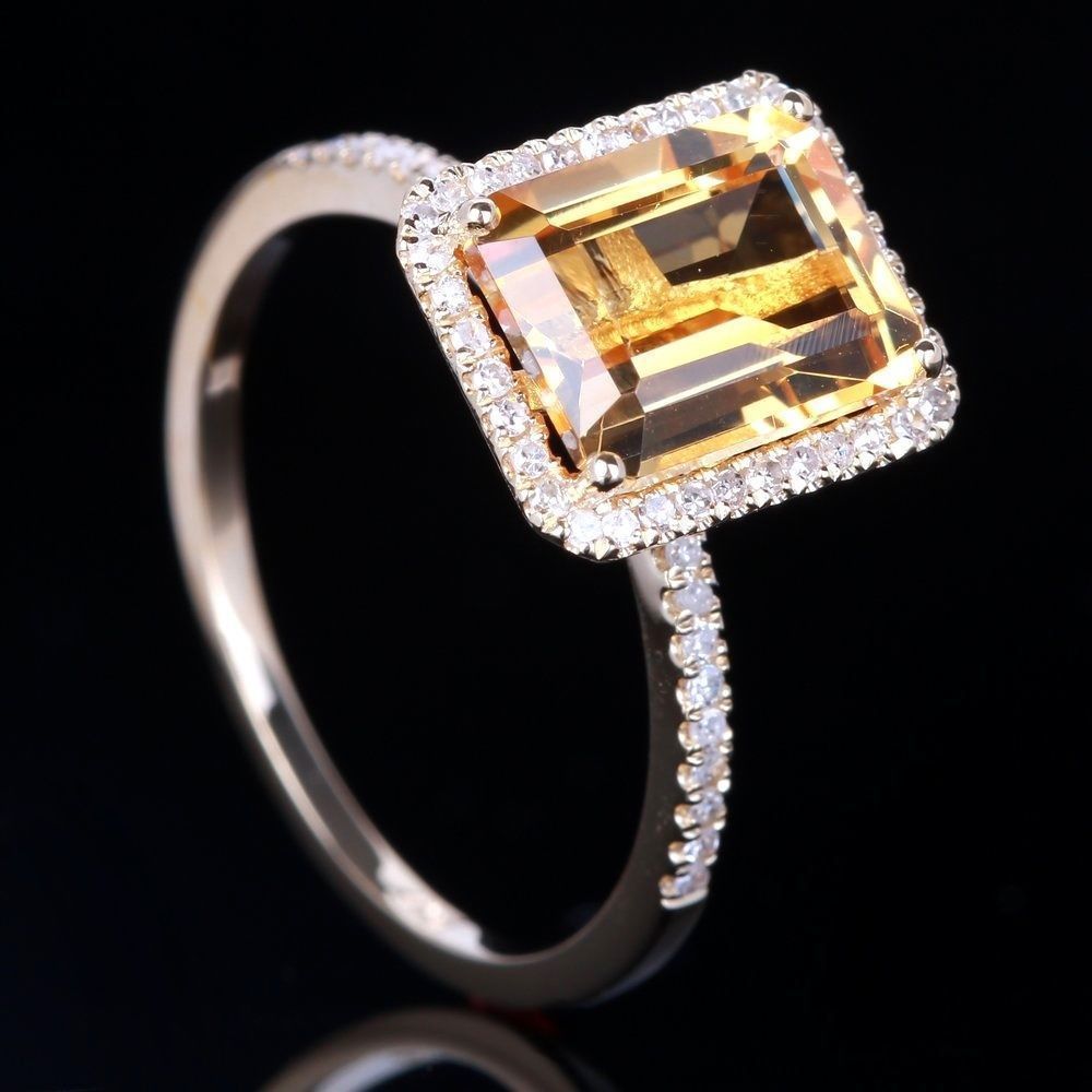 Fashion Champagne Square Diamond Engagement Group Rings